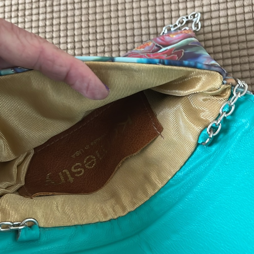 Kemestry leather hand tooled exquisite silver trim long chain purse/clutch NWOT - Picture 9 of 12